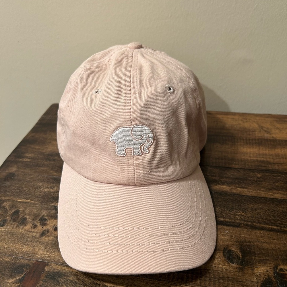 Women's Ivory Ella Light Pink Baseball Hat w/Embroidered Elephant Adjustable